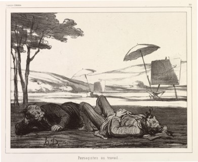 Paysagistes au travail (Landscape Artists at Work), 1862. Creator: Honore Daumier.