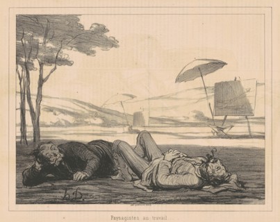 Paysagistes au travail (Landscape Artists at Work), August 17, 1862. Creator: Honore Daumier.