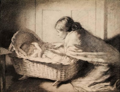 By the Cradle, 1903. Creator: William Orpen.