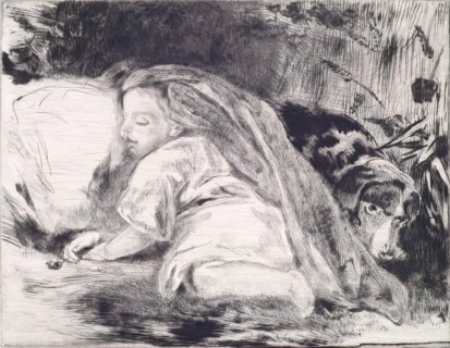 A Sleeping Child and Dog: Portrait of Agnes Paul, c1820s. Creator: Andrew Geddes.
