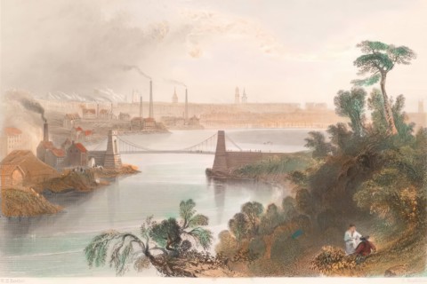 Aberdeen - Views - Aberdeen from the Chain Bridge, 1837. Creator: Unknown.