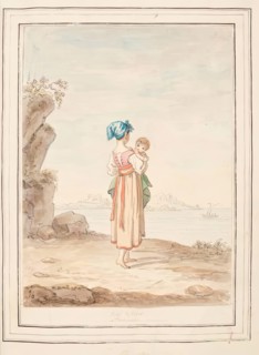 Little Girl and Child Procida, leaf from 'A Collection of Dresses by David Allan Mostly..., 1776. Creator: David Allan.