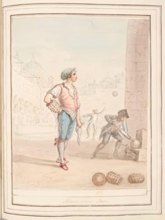 Pallone Player, Rome, leaf from 'A Collection of Dresses by David Allan Mostly from Nature', 1776. Creator: David Allan.