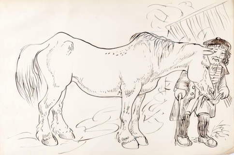 A Groom Feeding His Horse, 1825-1839. Creator: James Howe.