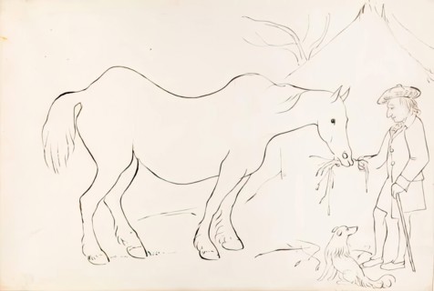 A Farmer Feeding His Horse, 1825-1839. Creator: James Howe.