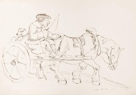 A Man Driving His Horse-Drawn Cart, 1825-1839. Creator: James Howe.