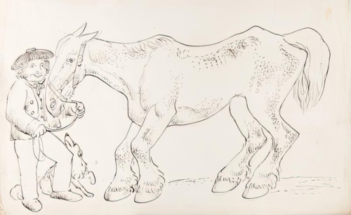 A Groom With His Dog and Horse, 1825-1839. Creator: James Howe.