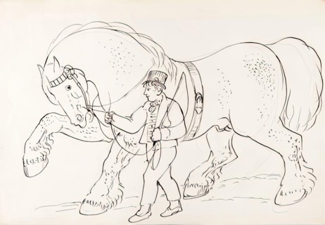 A Groom With His Horse, 1825-1839. Creator: James Howe.