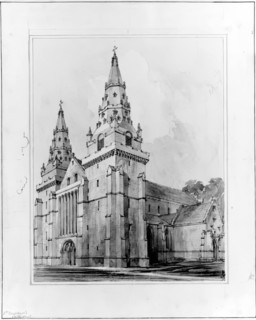 Aberdeen Cathedral - Western Towers, 1848-1852. Creator: Robert William Billings.