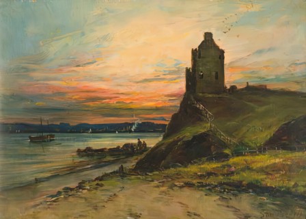 Castle Ruins on a Cliff Edge, 1851. Creator: Samuel Bough.