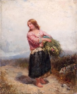 Girl Carrying Hay, 1850-1874. Creator: James Cassie.