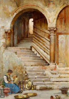 A Courtyard in Verona, 1875-1899. Creator: William Logsdail.