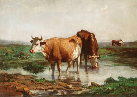 Landscape with Cows, before 1870. Creator: Alexandre Thiollet.