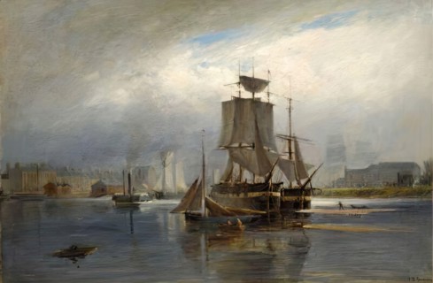 Entrance to Aberdeen Harbour - the Upper Dock, c1880s. Creator: George Russell Gowans.
