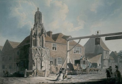 Waltham Cross and Post Coach, 1786. Creator: Edward Dayes.