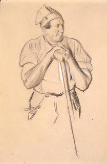 Study of a  Fisherman verso:Study of a Girl In Mid-Victorian Dress, 1850-1891. Creator: Charles Samuel Keene.