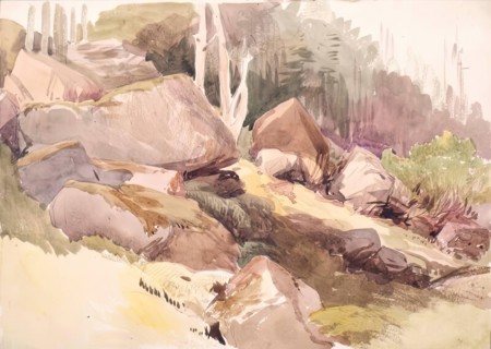 Boulders on a Hillside, c1840s. Creator: John Phillip.