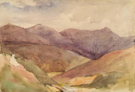 Landscape with Figure Sitting on Hillside, c1840s. Creator: John Phillip.