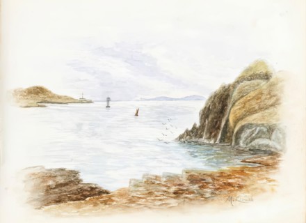 Sea view from Cliffs  -  from 'Gemmes de L'Art', a scrapbook of sketches by various..., 1898-1920. Creator: M le Cack.