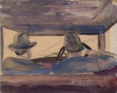 James McBey Driving - View from Back Seat, 1929. Creator: Margot Murray.