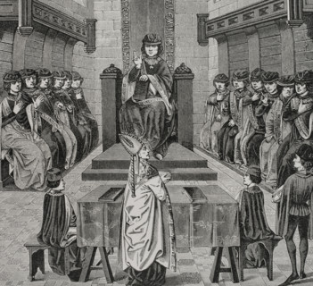 Chapter of the Order of the Golden Fleece held by Charles the Bold, (1433-1477), 1877.  Creators: Claude-Francois Maradan, Jules Jean Marie Joseph Huyot.
