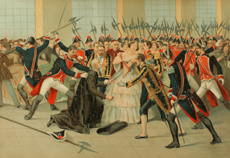 Regicide attempt by the priest Martín Merino Gómez against Queen Isabella II on 2 Feb 1852 (1893). Creator: Unknown.