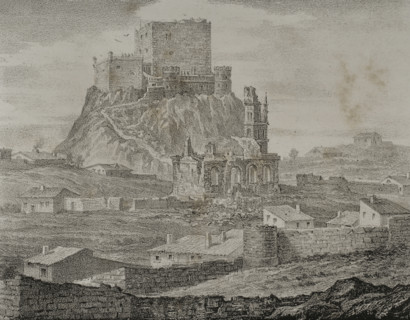 General view of the Castle of Segura from the path to Courts, Segura de los Baños, Spain, 1870.  Creator: Unknown.