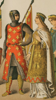Holy Roman Empire, 1100, (1884). From left to right: warrior, princess and lady.  Creator: Unknown.