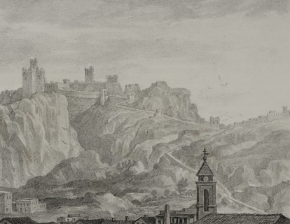 General view of the Templar castle, Castellote, Teruel province, Region of Maestrazgo, Spain, 1870.  Creator: Unknown.