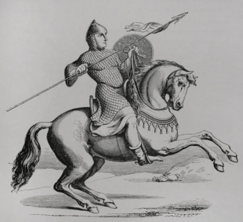 Knight wearing hauberk, Middle Ages, (1877).  Creator: Unknown.