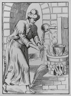 The gipsy who washed his hands in molten lead, 1560, (1878).  Creator: Unknown.