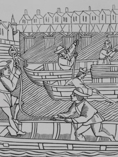 Toll under the bridges of Paris, 1500, (1878).  Creator: Unknown.