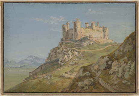 Harlech Castle in Meirionethshire with Snowdon at a distance, 1771. Creator: Paul Sandby.