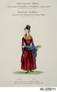 Cambrian Welsh Costume print no. 11, c1830s-1850s. Creator: Lady Llanover.