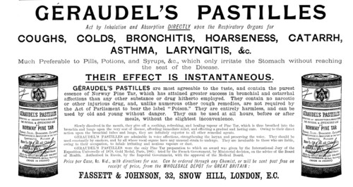 Advertisement for Géraudel's Pastilles, 1895. Creator: Unknown.