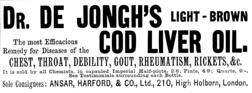 Advertisement for Dr. De Jongh's Light-Brown Cod Liver Oil, 1895. Creator: Unknown.