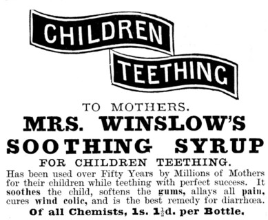 Advertisement for Mrs. Winslow's Soothing Syrup, 1895. Creator: Unknown.