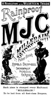 Advertisement for Millerain Rainproof Velveteen, 1895. Creator: Unknown.