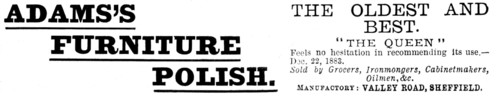 Advertisement for Adam's Furniture Polish, 1895. Creator: Unknown.