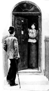 Eve's Ransom...: "I believe Miss Madden lives here?", 1895. Creator: George Meisenbach.