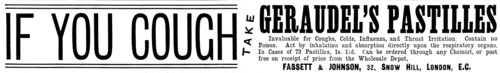 Advertisement for Géraudel's Pastilles, 1895. Creator: Unknown.