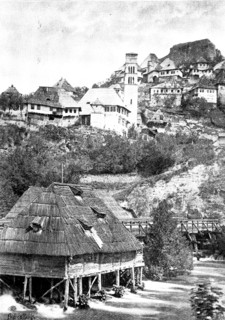 Ten Days in Bosnia - Jajce: view from the River Pliva, 1895.  Creator: Andre & Sleigh.