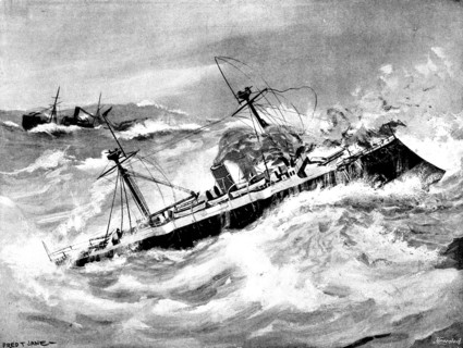 The Spanish war-ship "Reina Regente," reported lost near the Straits of Gibraltar, 1895. Creator: George Meisenbach.