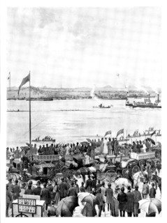 The Universities' Boat-Race: the finish at Mortlake, 1895. Creator: Unknown.