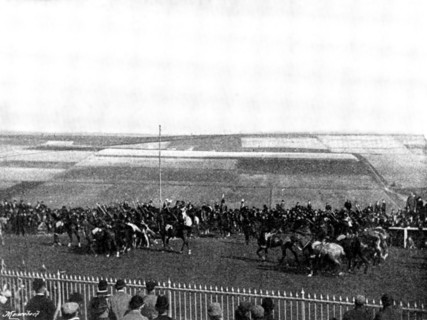 The Volunteer Manoeuvres at Brighton: March Past - Mounted Rifles, 1895. Creator: Symmons & Thiele.