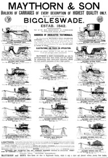 Advertisement for Maythorn & Son, carriages, 1895. Creator: Unknown.