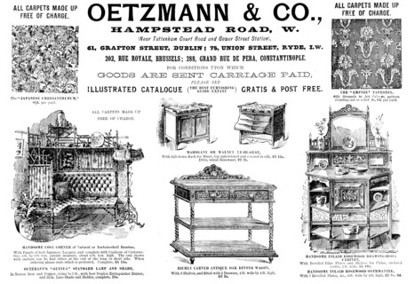 Advertisement for Oetzmann & Co., furniture and carpets, 1895. Creator: Unknown.