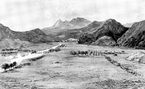 The Chitral Expedition: the Chitral Relief Force crossing the Swat River, 1895. Creator: Unknown.