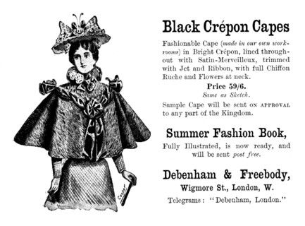 Advertisement for Debenham & Freebody, crépon capes, 1895. Creator: Unknown.