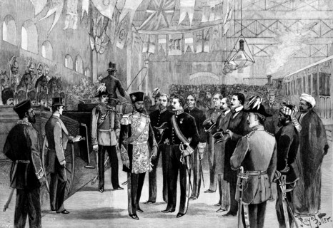Arrival of the Ameer's son in London: the scene at Victoria Station, 1895. Creator: P Naumann.